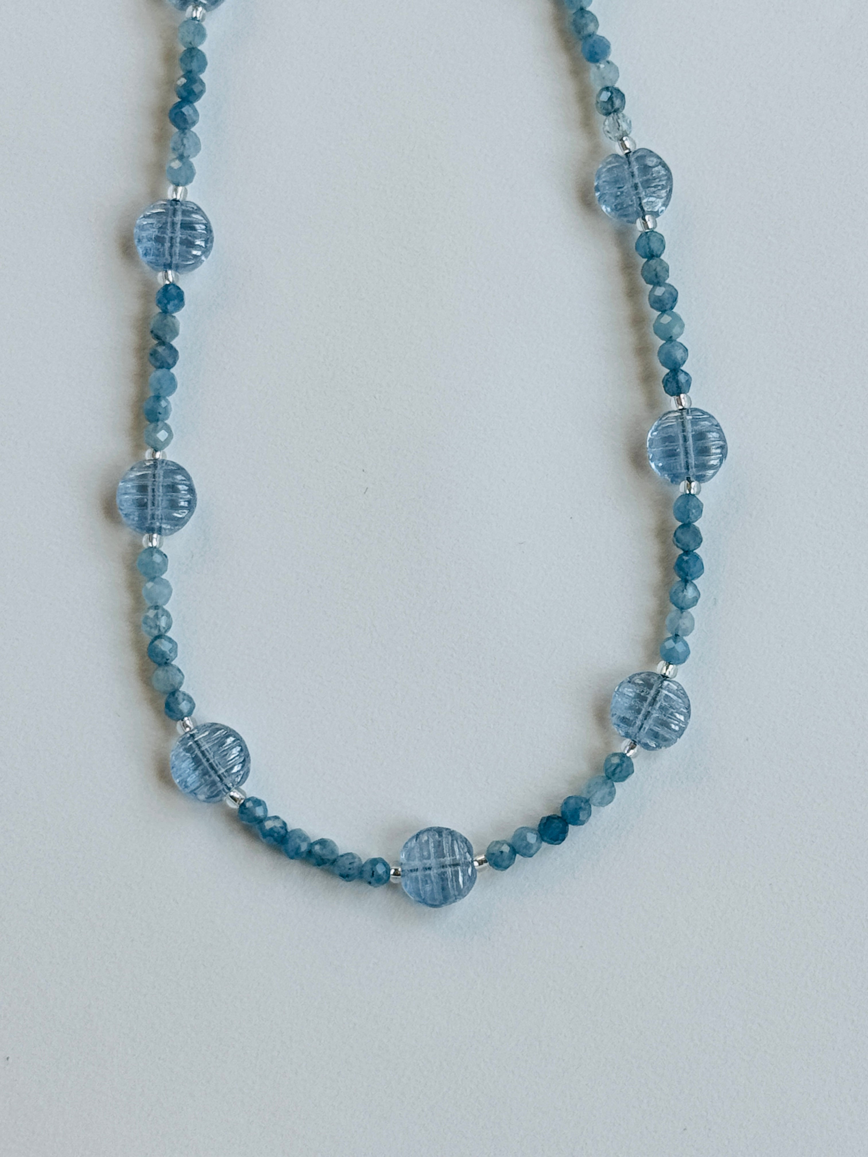 Aquamarine Necklace with Vintage German Glass Beads