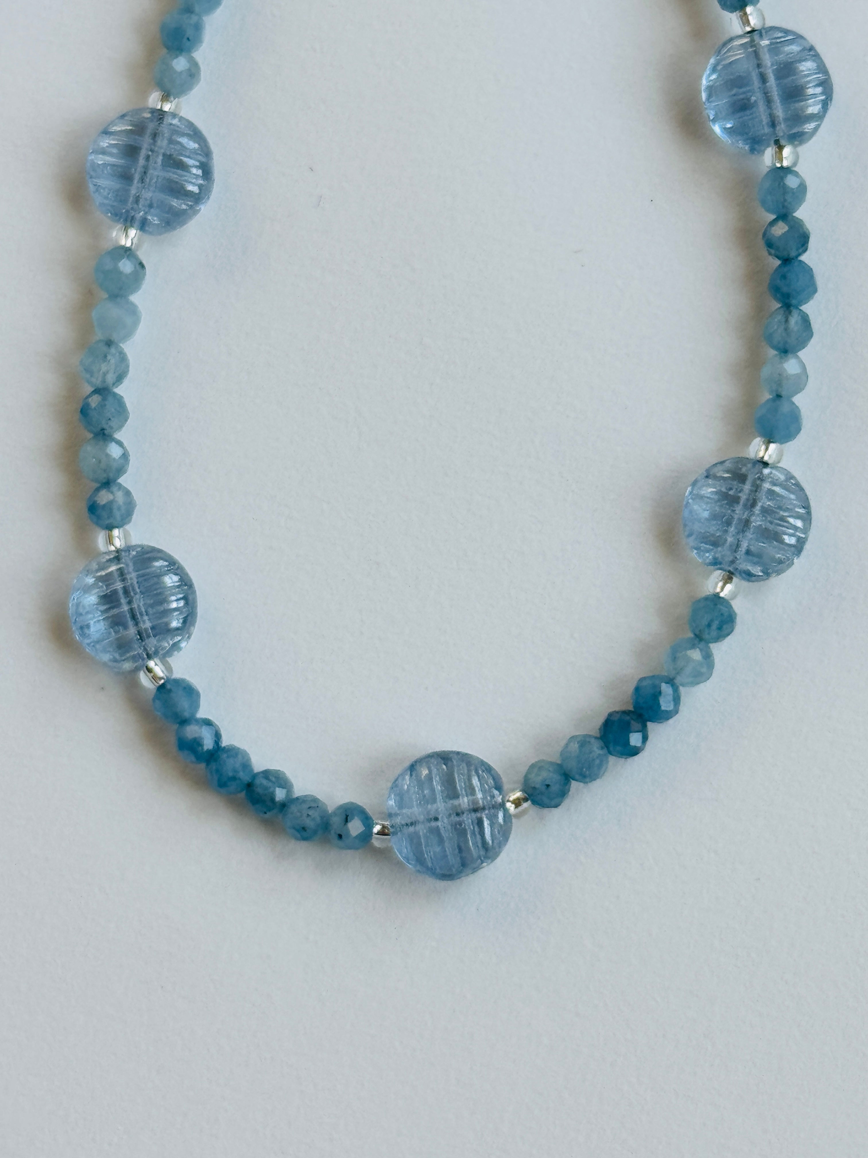 Aquamarine Necklace with Vintage German Beads