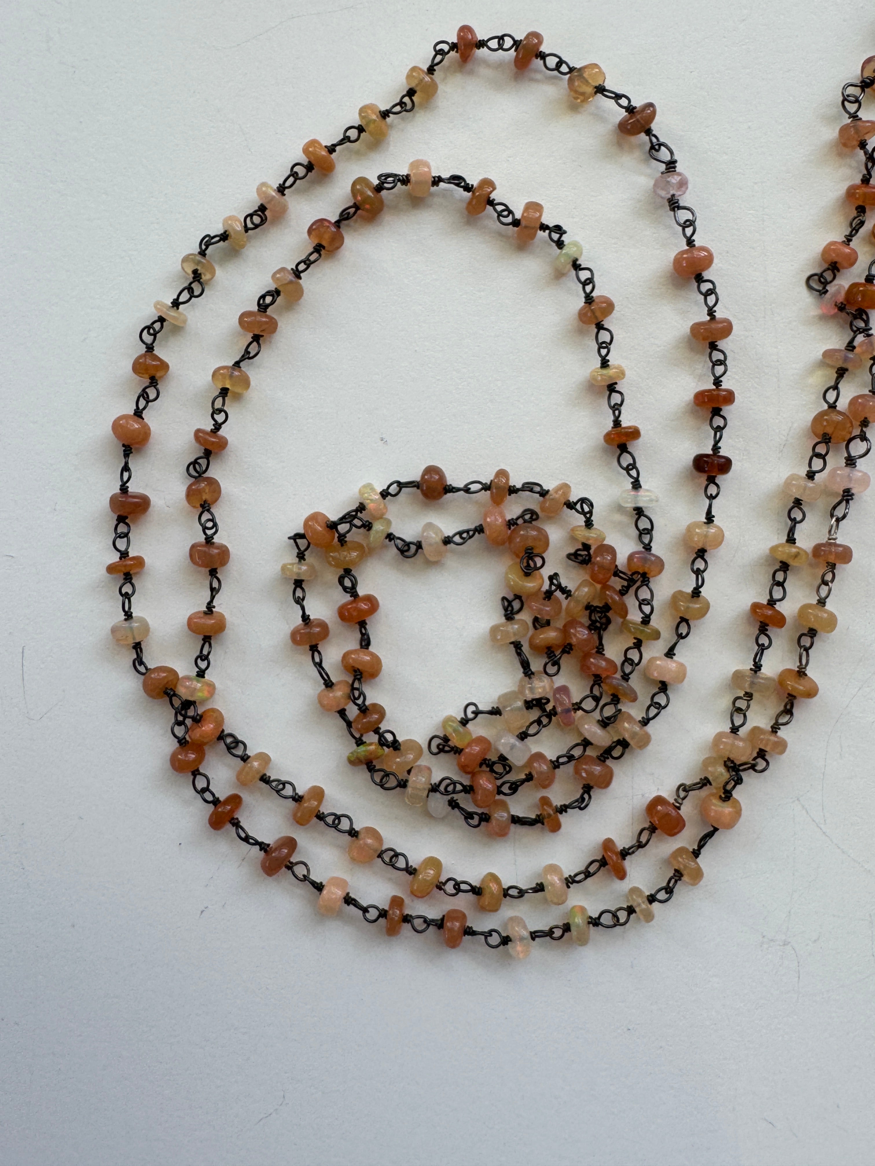 Pink Ethiopian Opal Chain Necklace