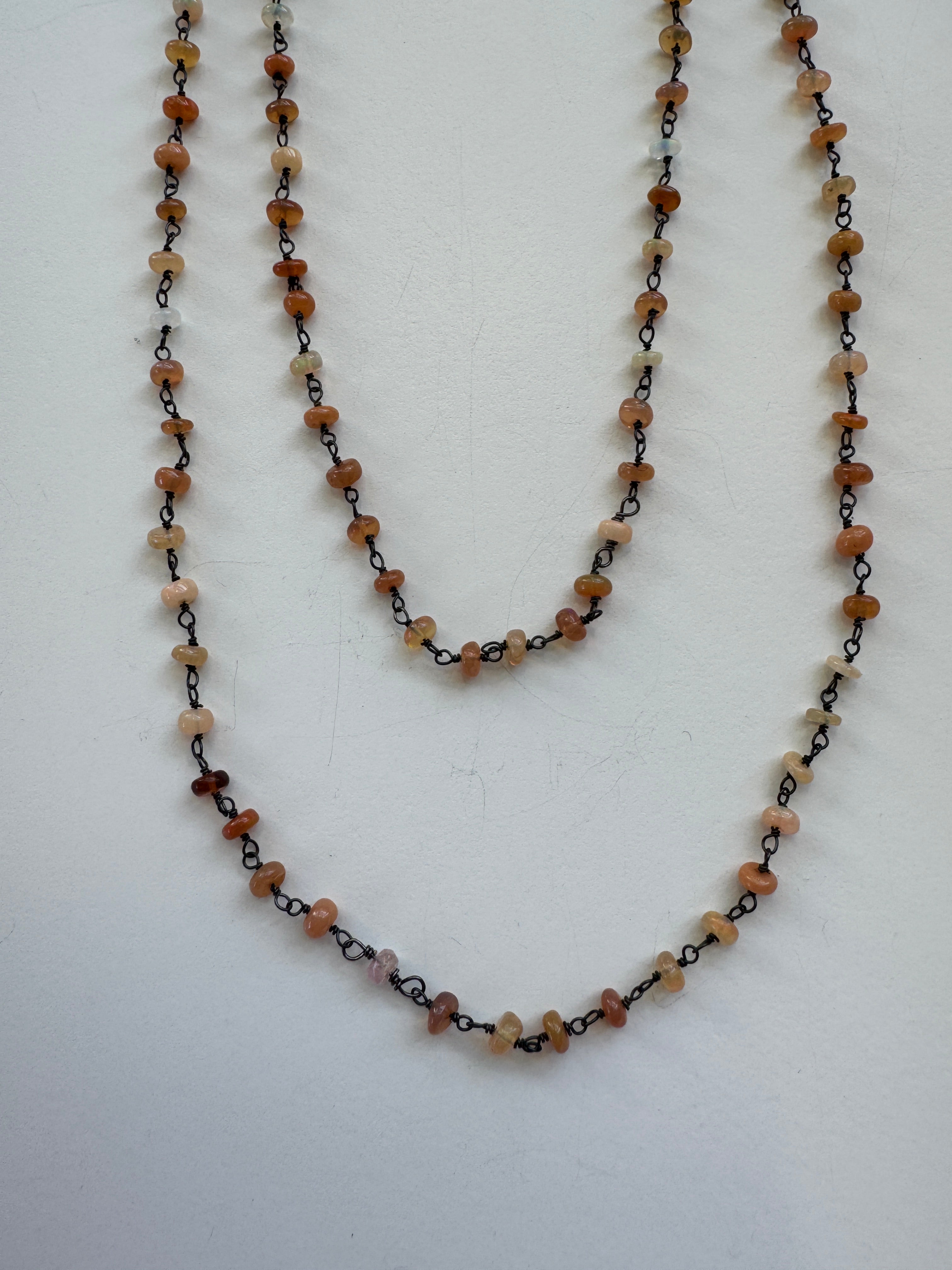 Pink Ethiopian Opal Chain Necklace