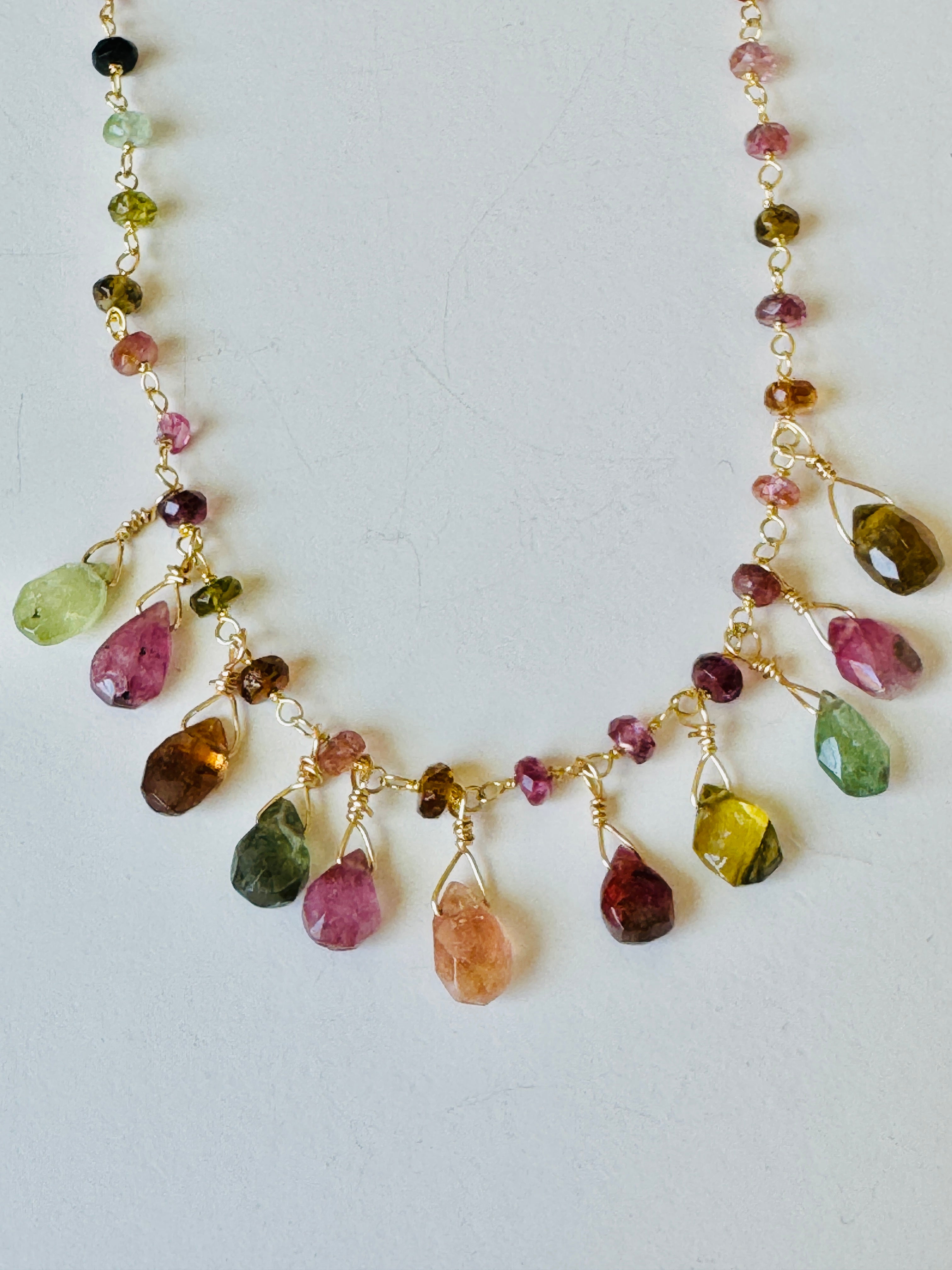 Tourmaline Necklace with Multi-color Briolettes