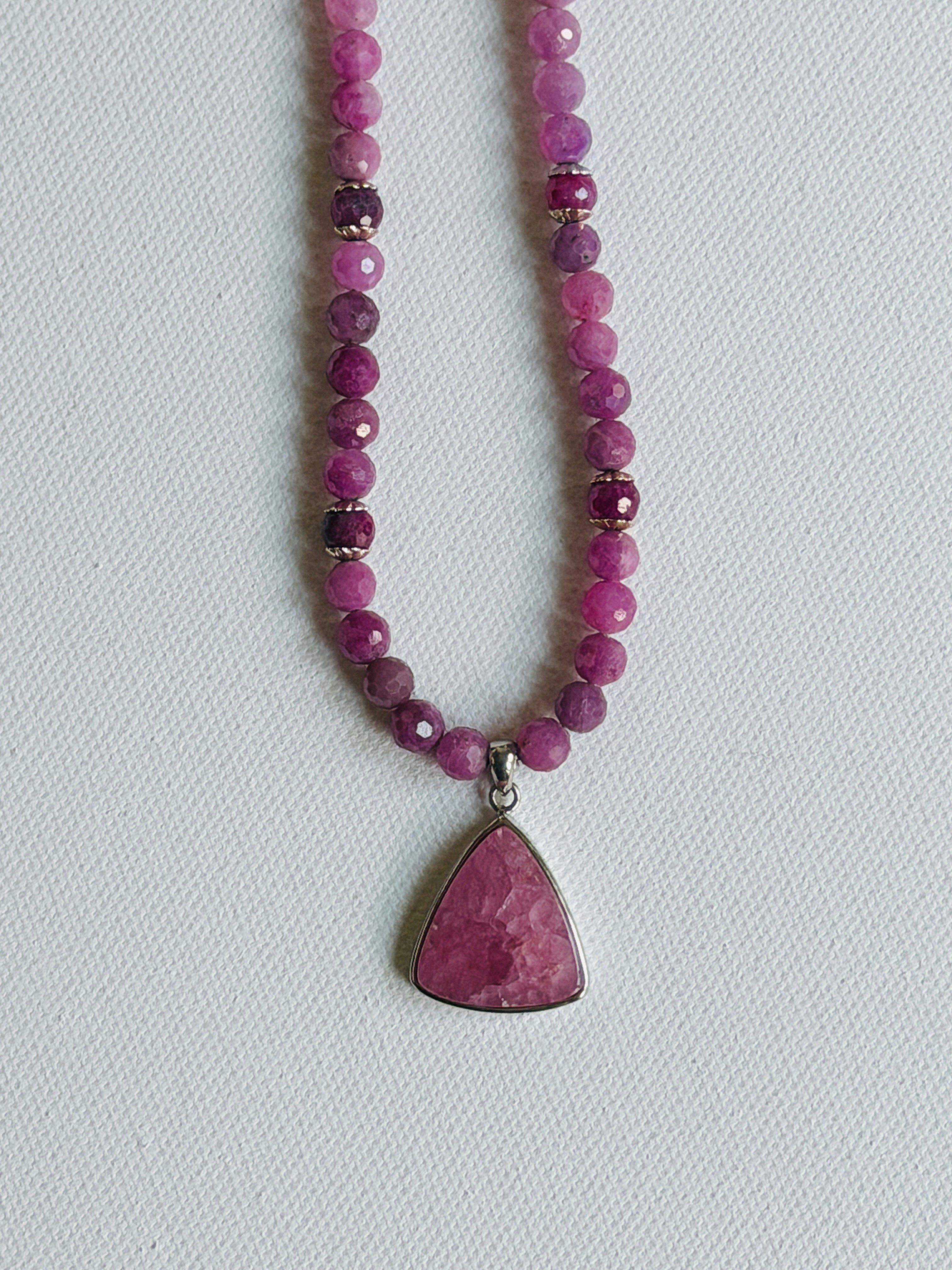 Cobalto Calcite Ruby Necklace