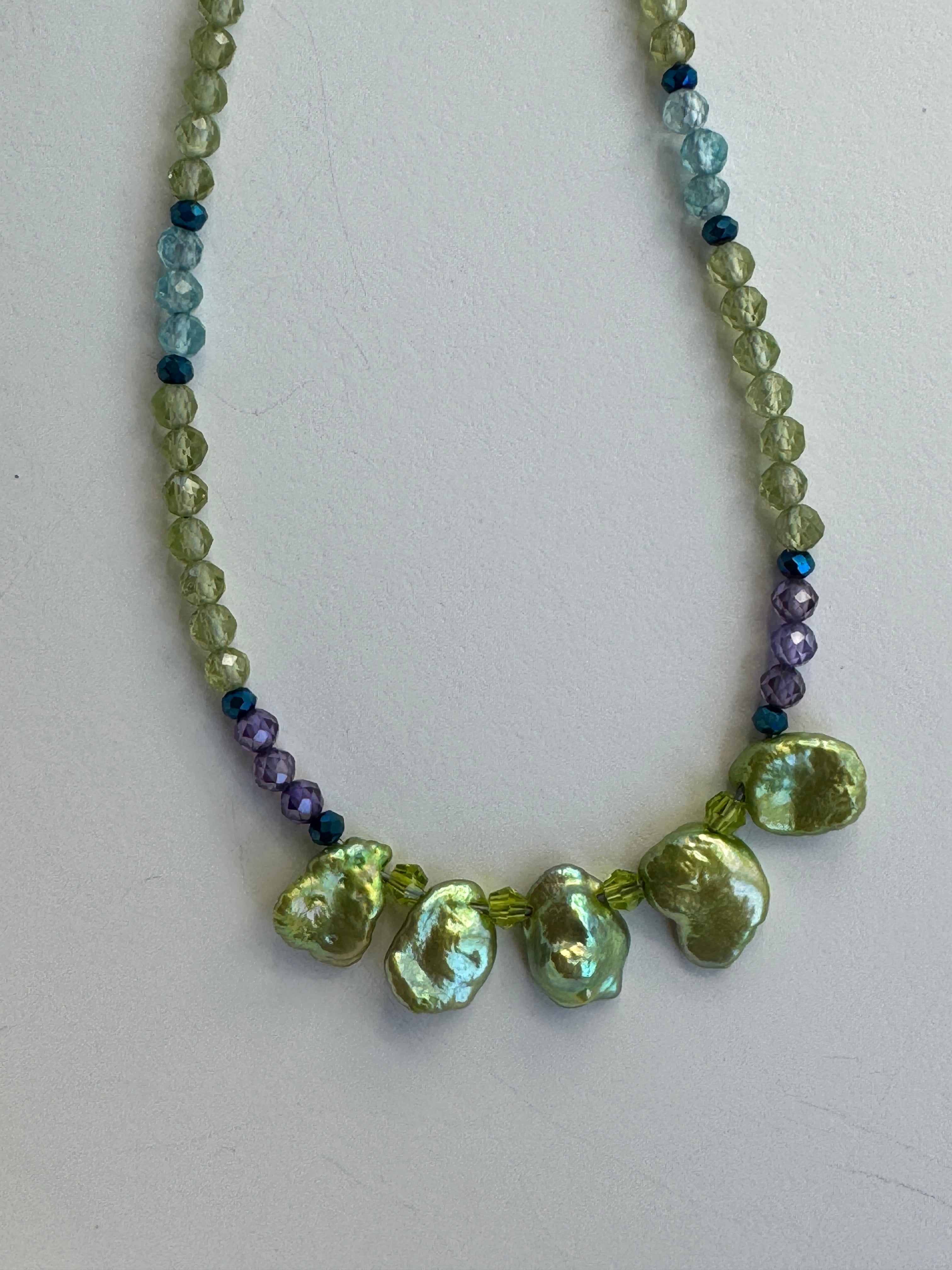 Peridot and Freshwater Pearl Necklace