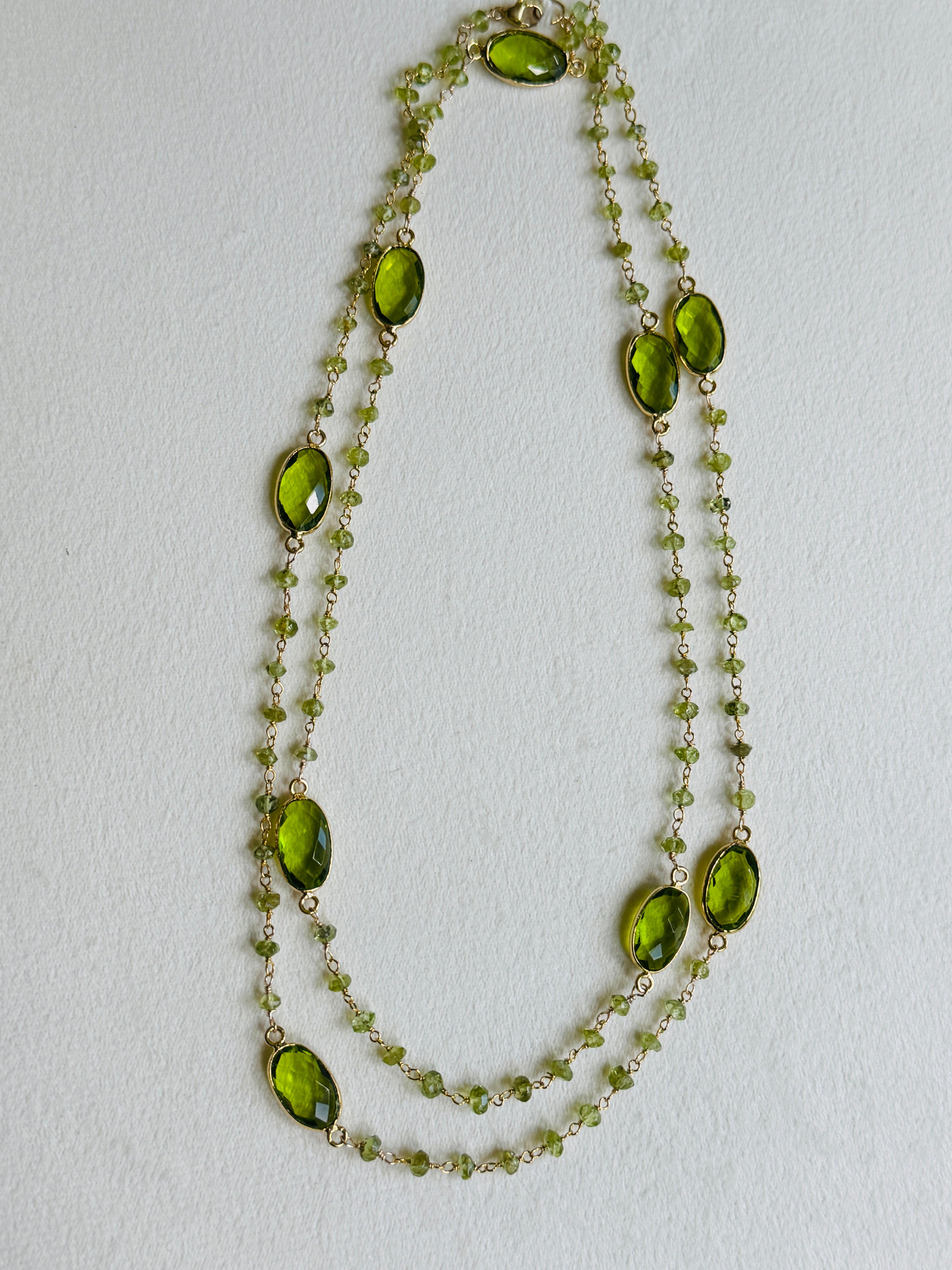 Peridot and Crystal necklace for layering